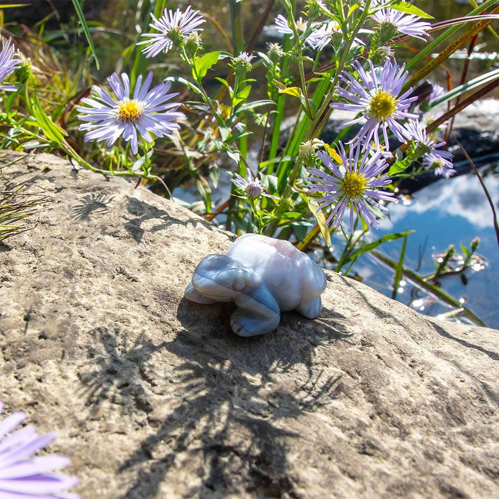 Druzy Agate Frog Figurine