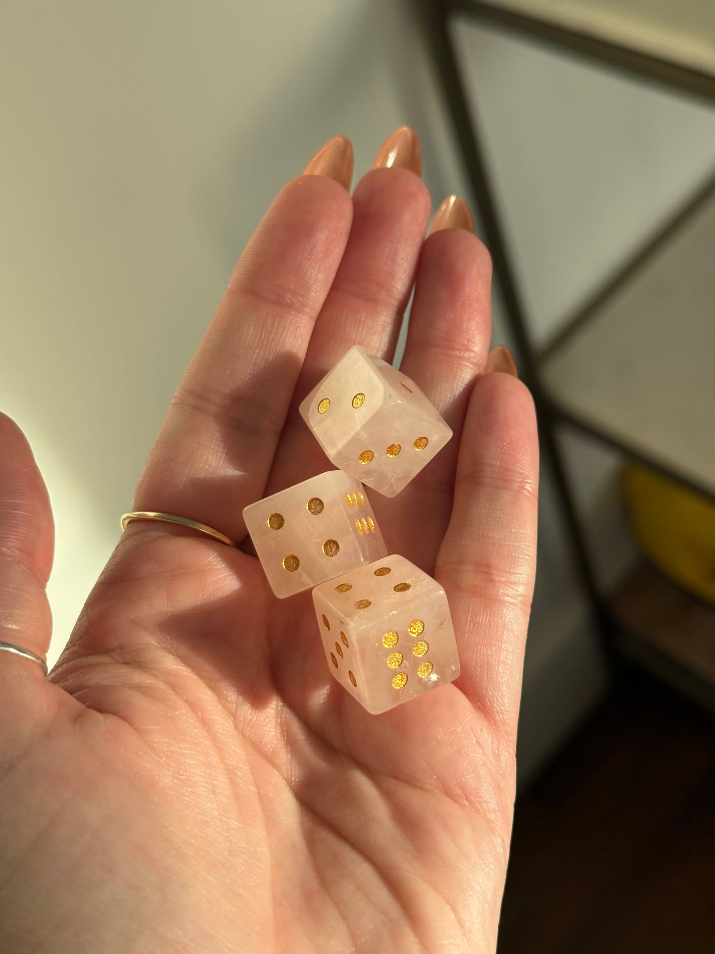 Rose Quartz Crystal Carved Dice