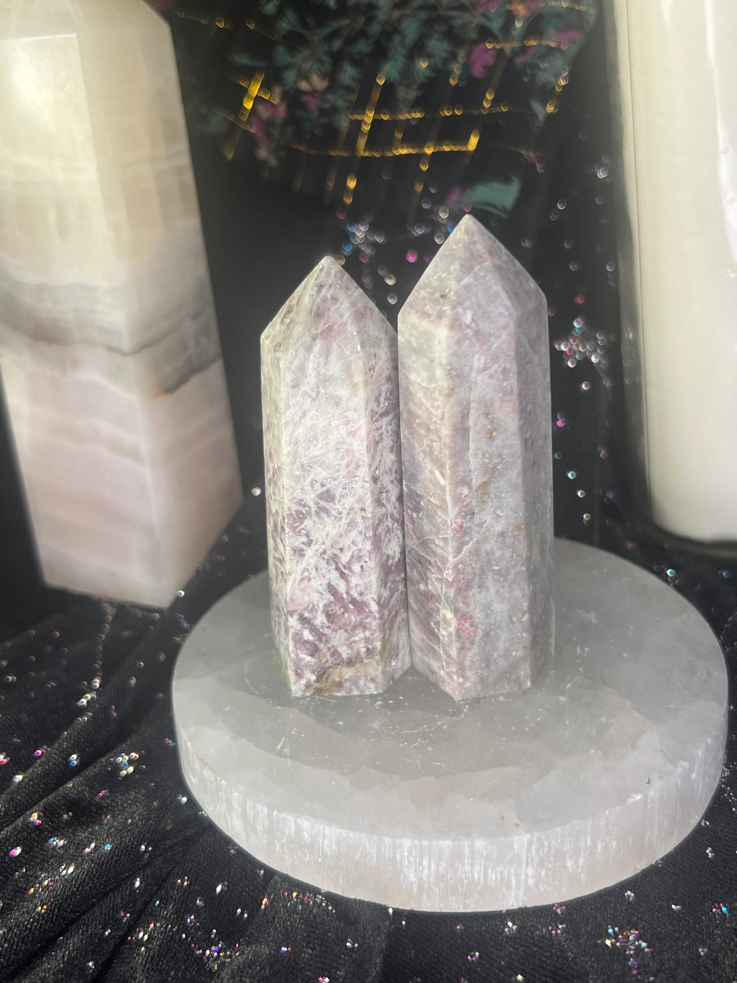 Lepidolite with Pink Tourmaline Towers