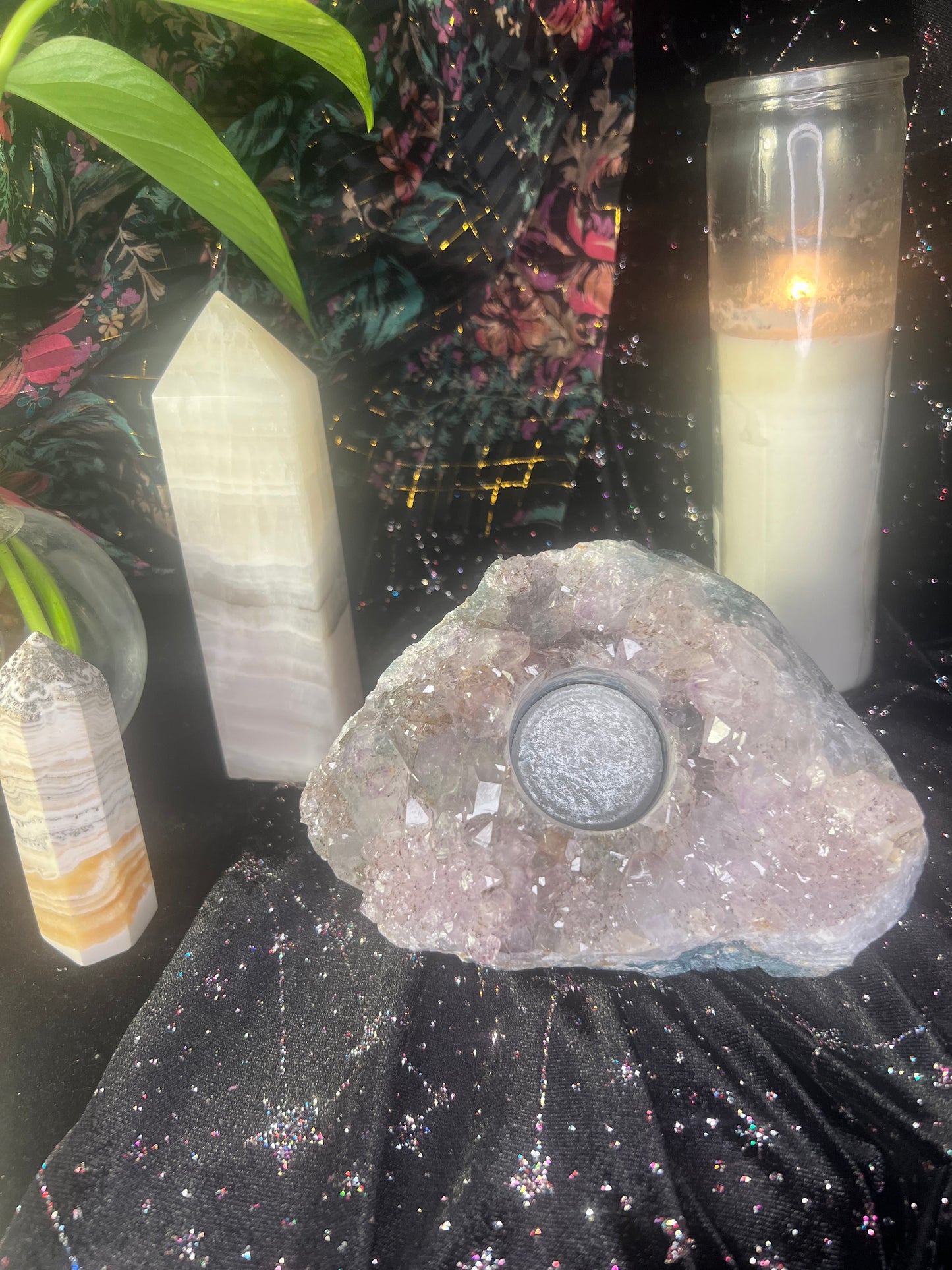Amethyst Crystal Candle Holder
