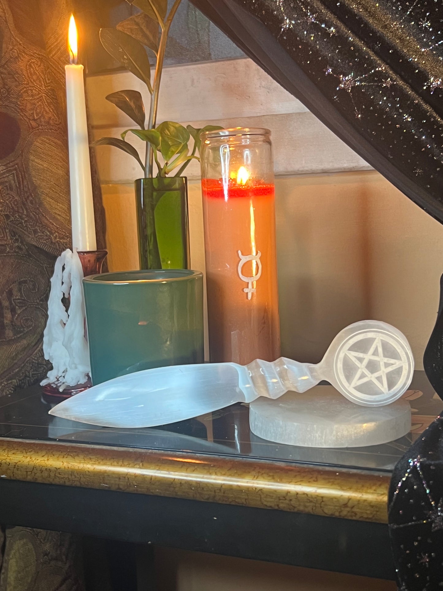 Selenite Athame Large - Pentacle (Each)