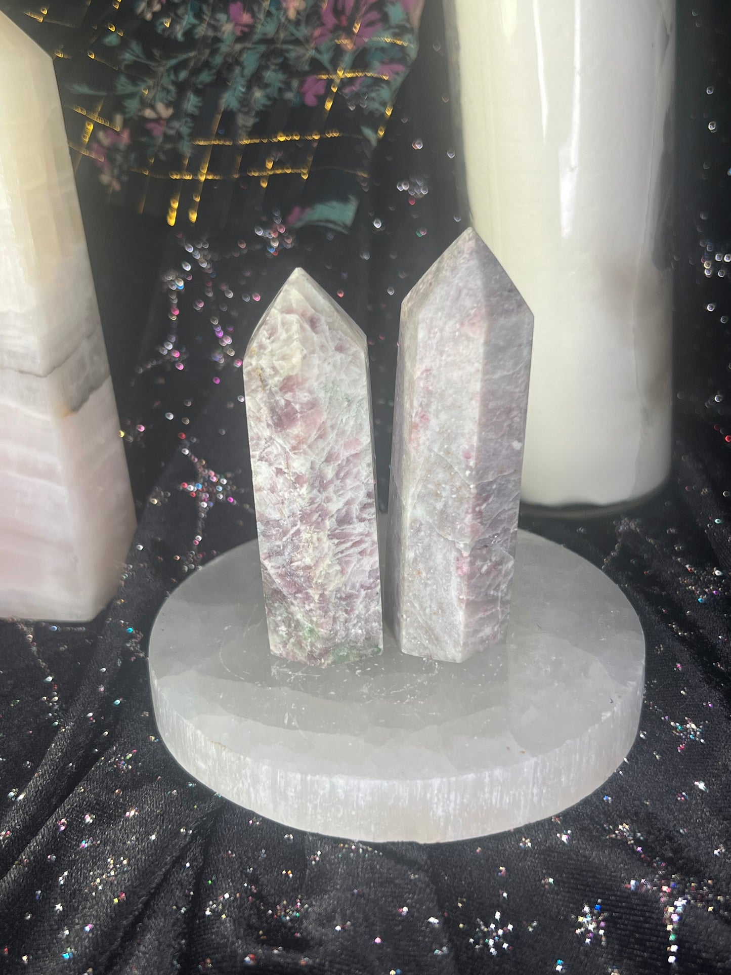 Lepidolite with Pink Tourmaline Towers