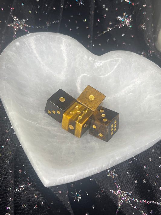 Tiger’s Eye Crystal Carved Dice