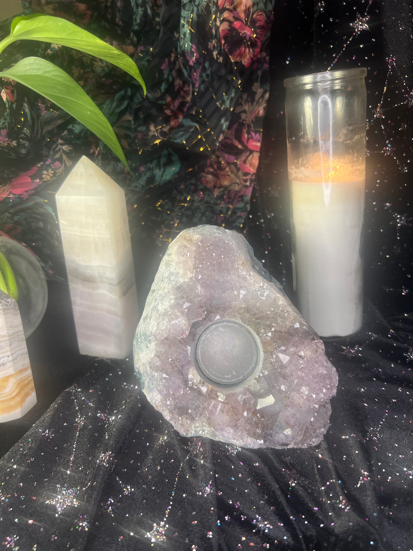 Amethyst Crystal Candle Holder