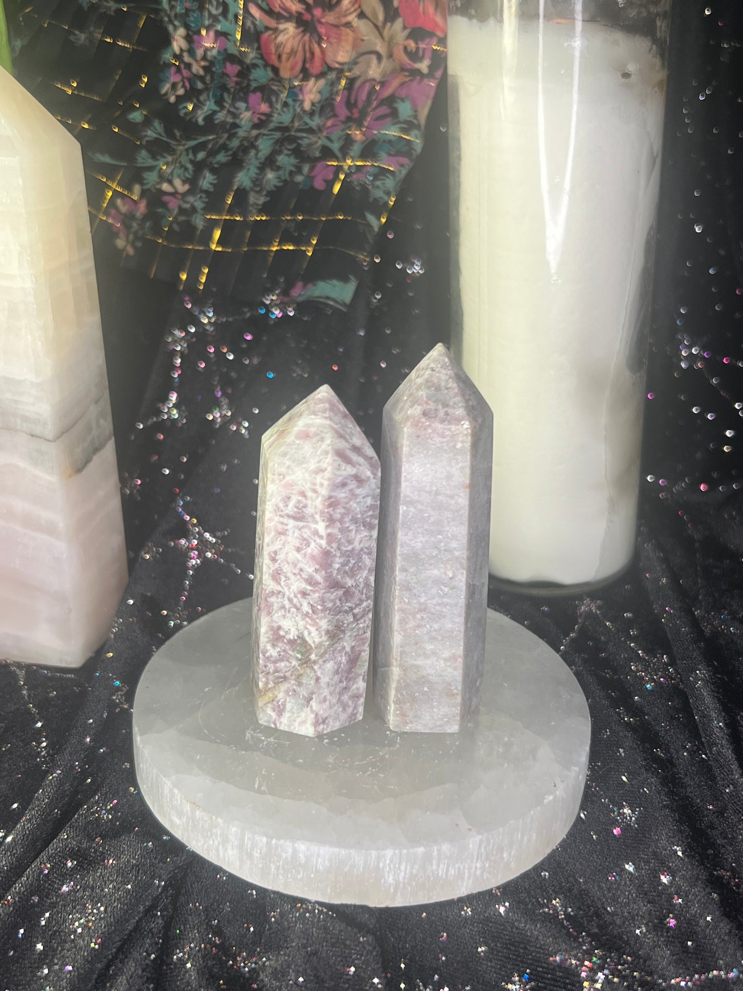 Lepidolite with Pink Tourmaline Towers