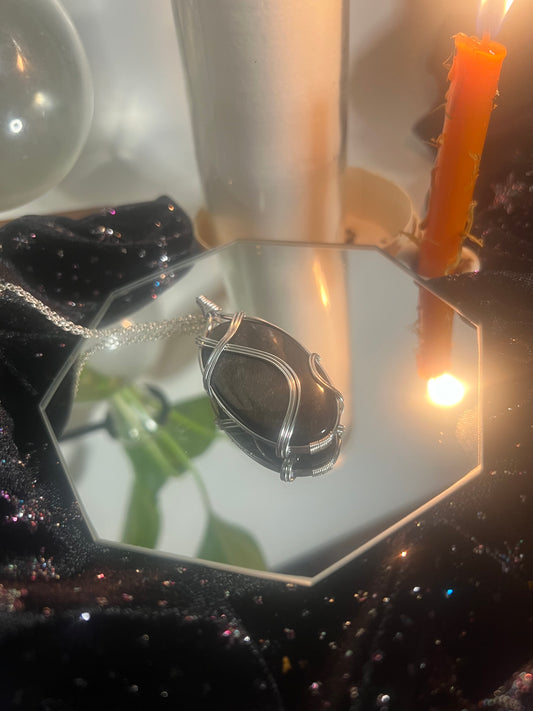 Gold Sheen Obsidian Pendant