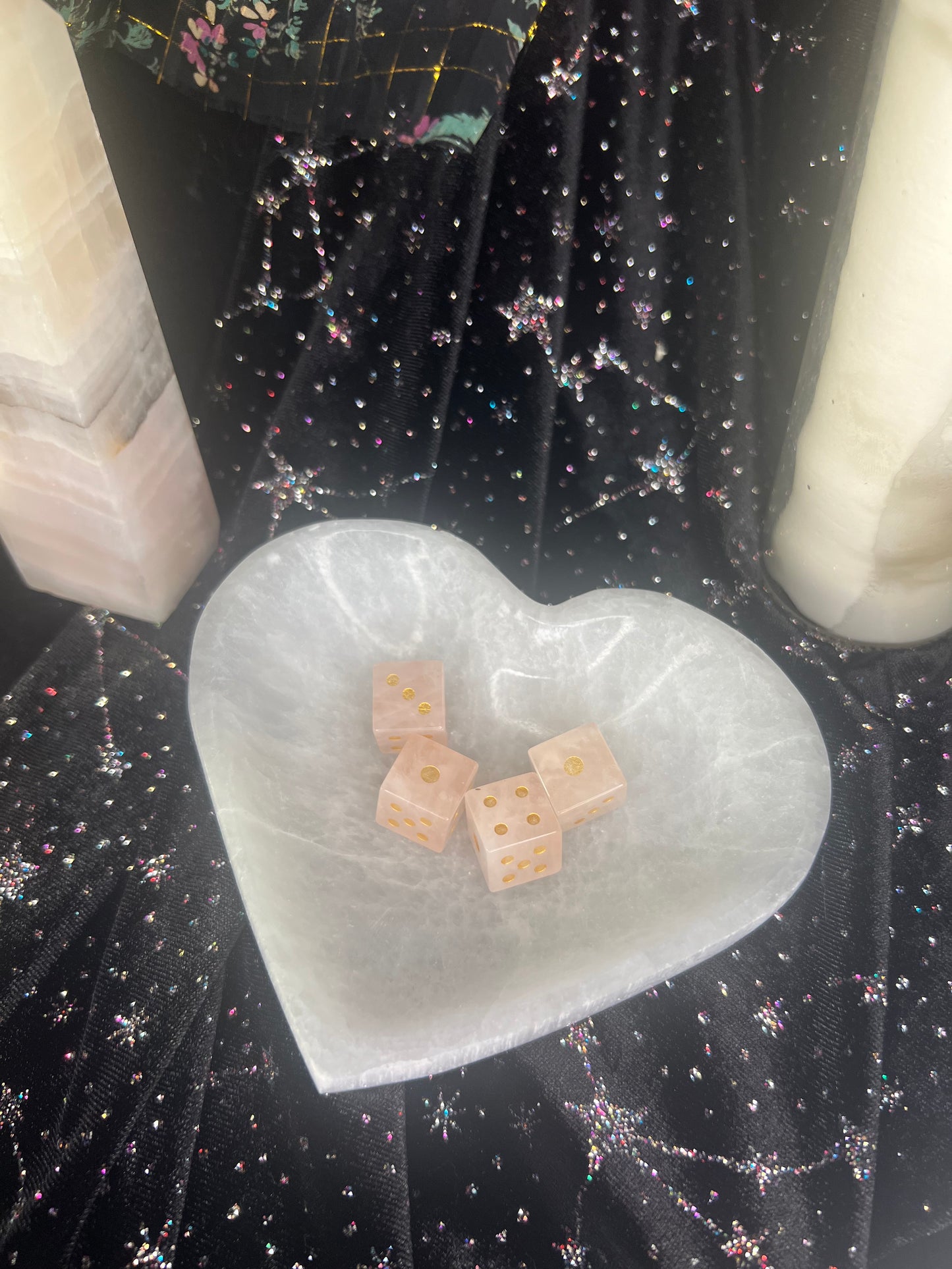 Rose Quartz Crystal Carved Dice