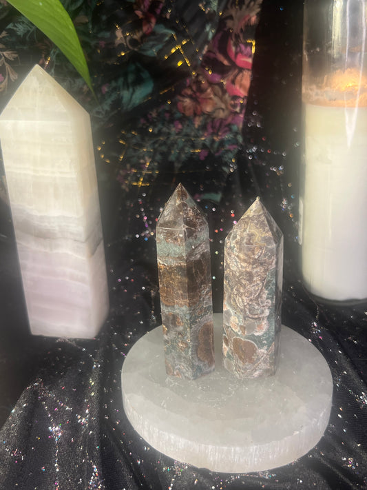 Green Flower Agate Towers