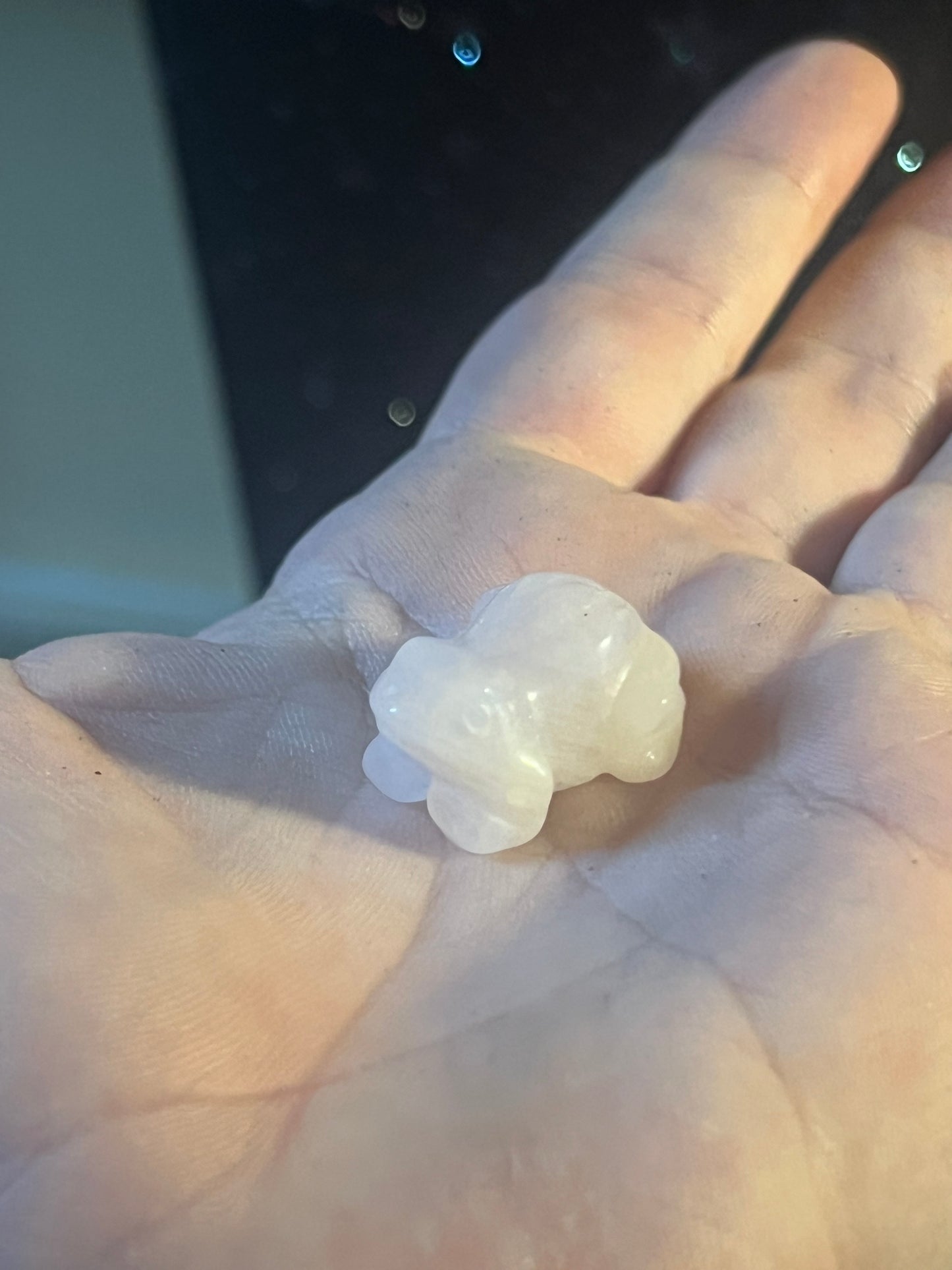 Small Gemstone Frog Figurines – Carved Crystal Animal Decor: Rose Quartz