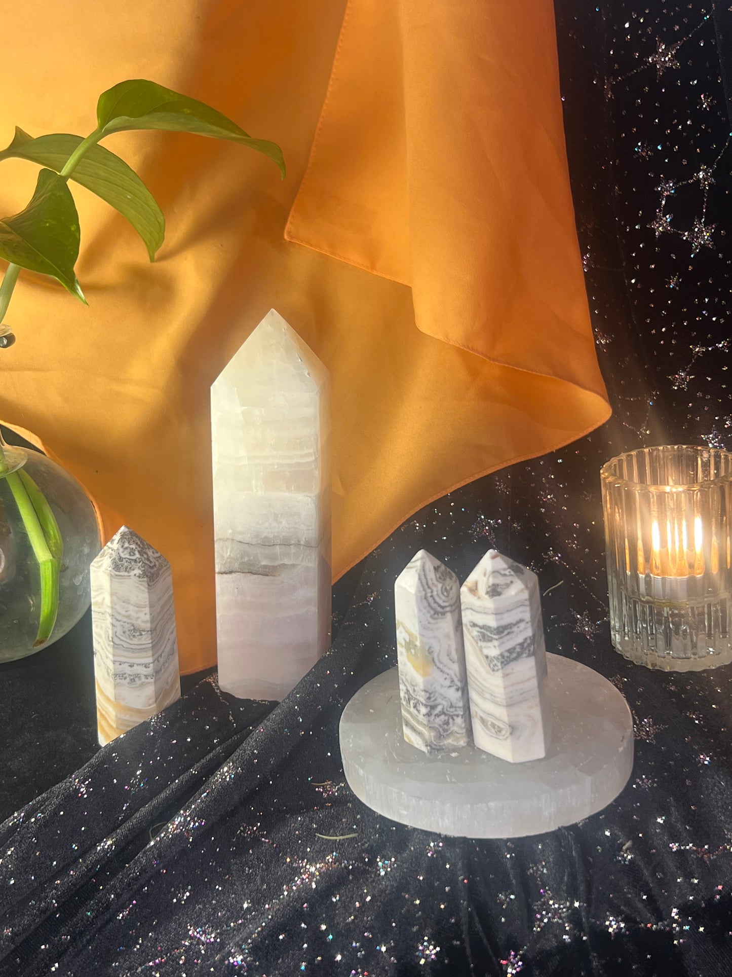 Orange Dendritic Calcite Towers