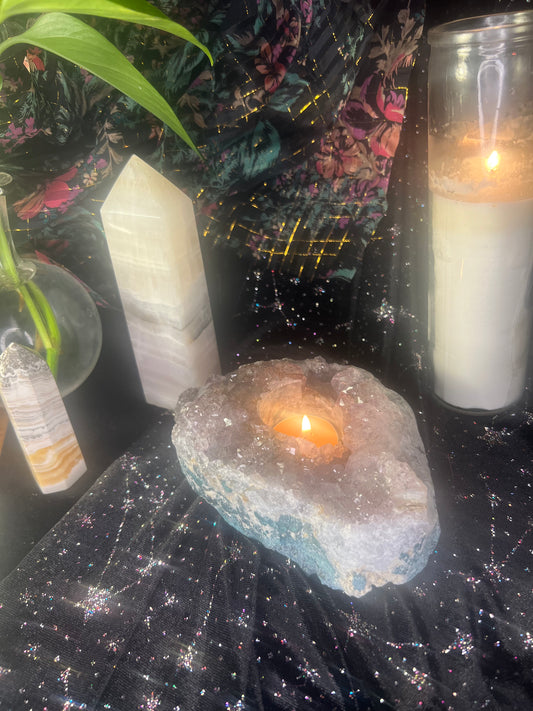 Amethyst Crystal Candle Holder