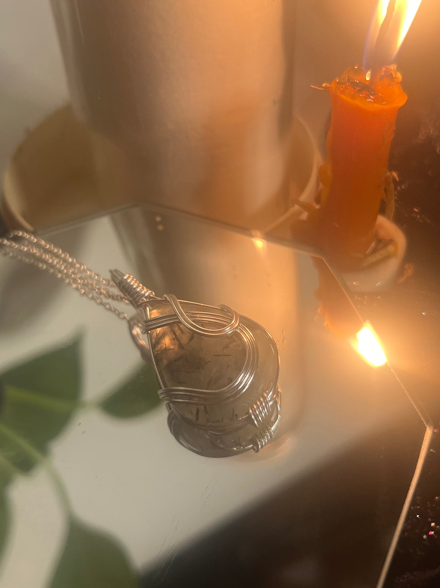 Prehnite with Epidote Pendant