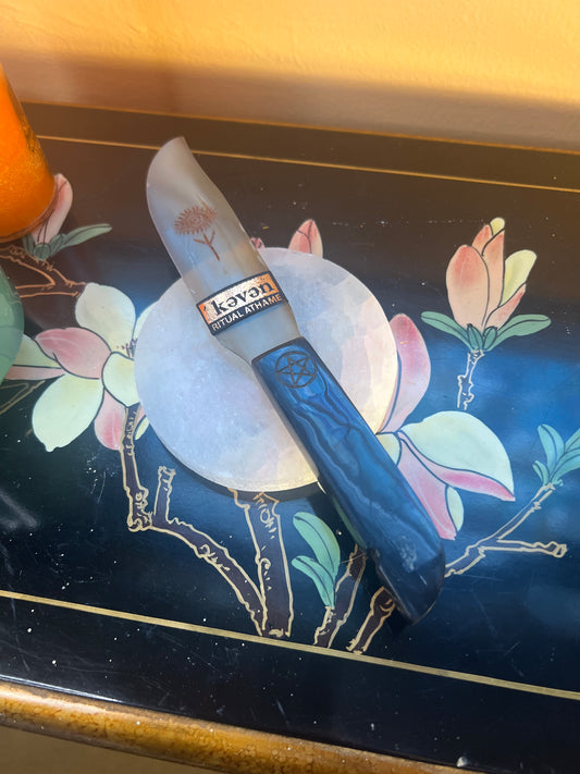 Etched Horn or Bone Ritual Knives, Athames and Tools: Horn / Pentacle