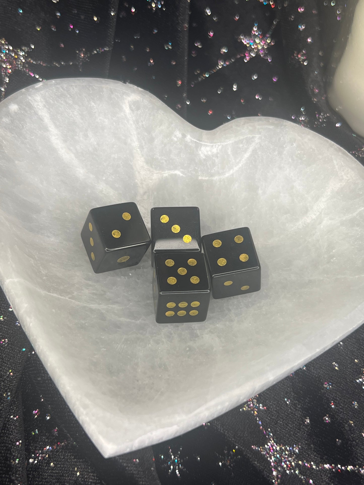 Black Obsidian Crystal Carved Dice