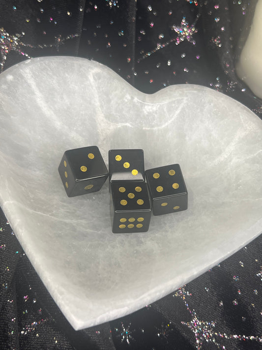 Black Obsidian Crystal Carved Dice