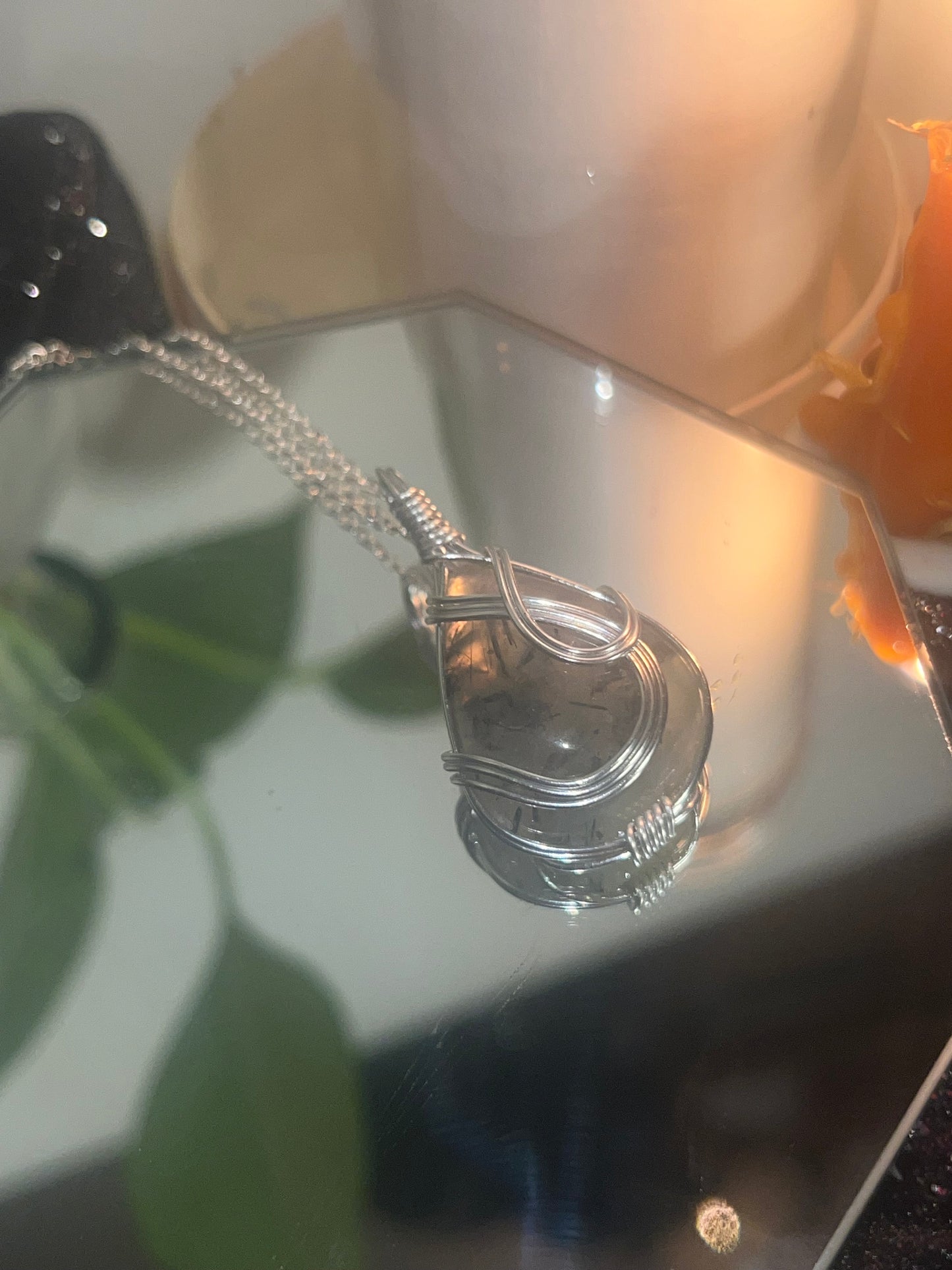 Prehnite with Epidote Pendant