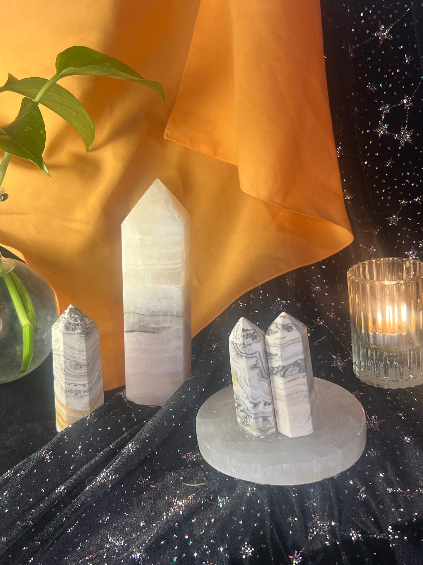 Orange Dendritic Calcite Towers