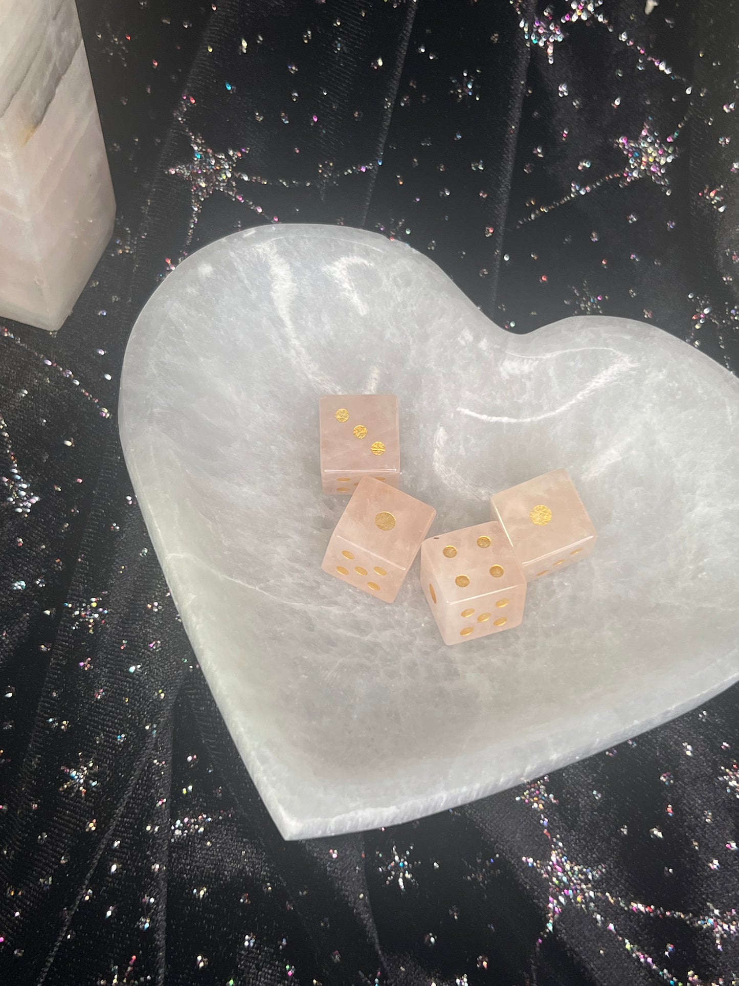 Rose Quartz Crystal Carved Dice